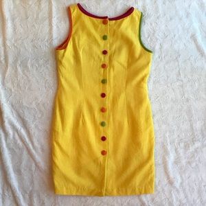 ILGWU Vintage Sleeveless Yellow Dress with buttons